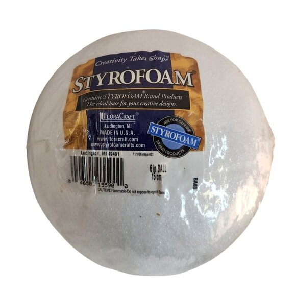 Large 6" Styrofoam Craft Ball By FloraCraft Lightweight & Durable White Foam For - Picture 7 of 7
